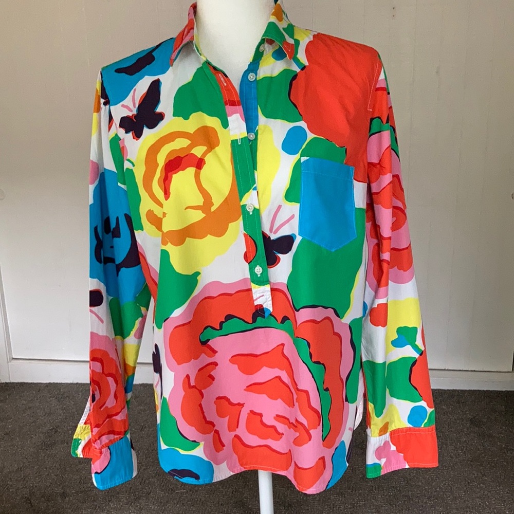 J Crew bold print popover shirt